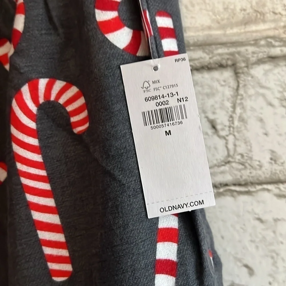 NEW!!! Cotton Flannel Candy Cane Pajama PJ Pants Size Medium Old Navy - Picture 5 of 9